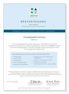 ektimo Bescheinigung Kita Kinderstube 2022